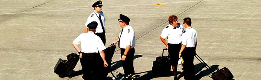 International air crew after landing
