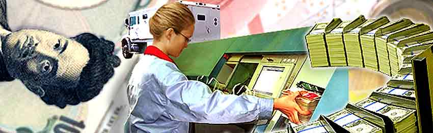 Many aspects of a cash center.